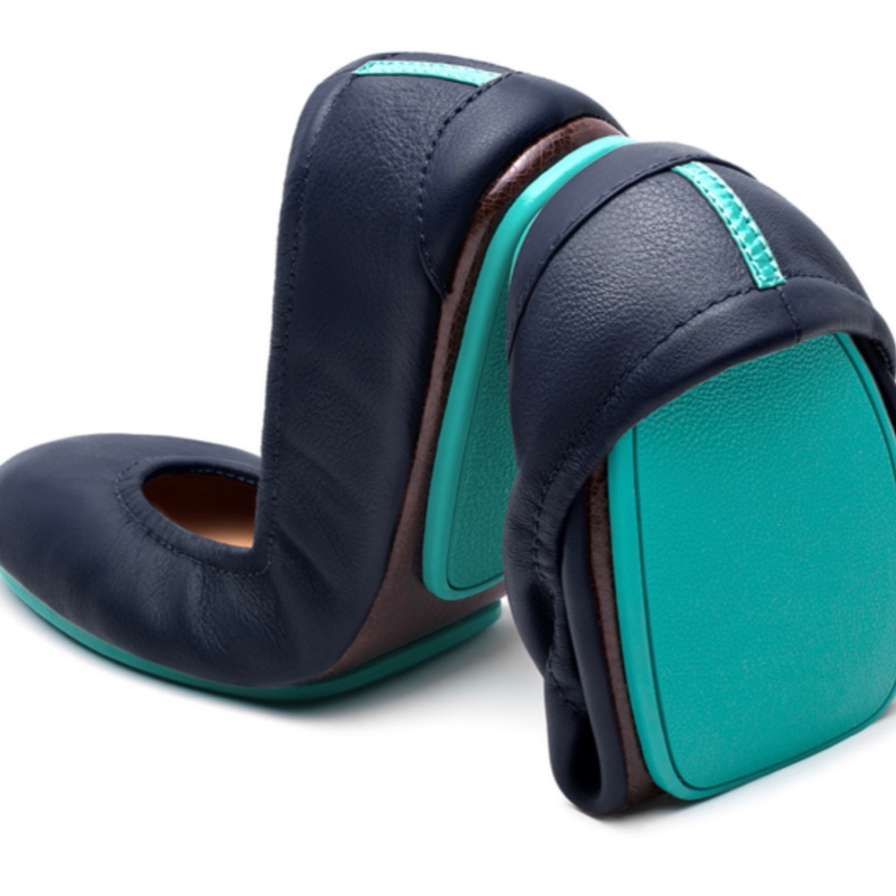 Tieks California Navy Blue and teal Flats - Picture 8 of 14